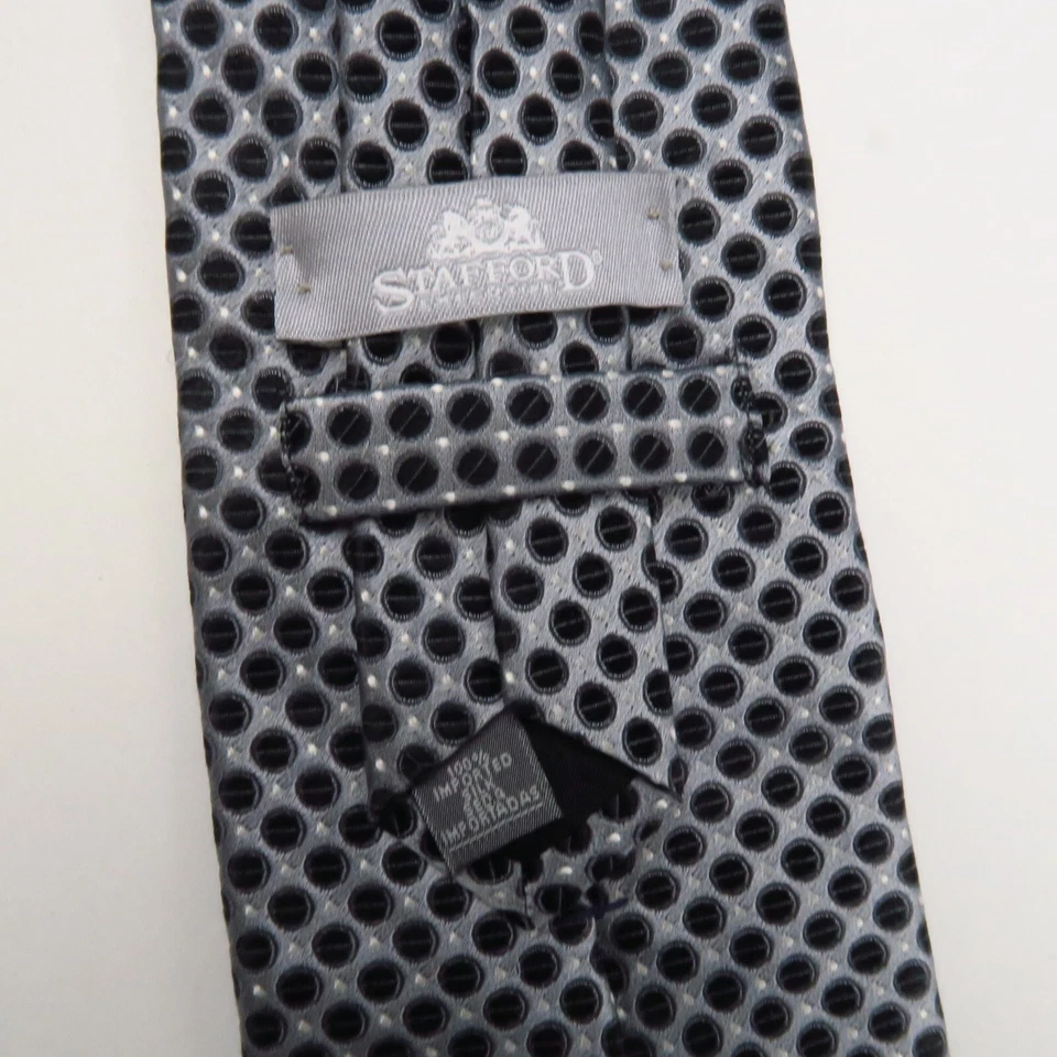 Stafford Executive Negro Plata Micro Lunares Diseño Geométrico 59"x4" Moderno Foto 3 de 4