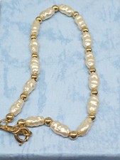 Vintage Napier Small Faux Pearl And Goldtone Beads Bracelet 7 Inches Kids...