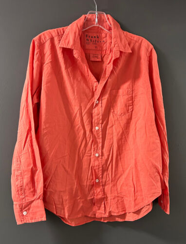 Frank & Eileen 'EILEEN' womens Button Shirt XS tangerine red organic cotton