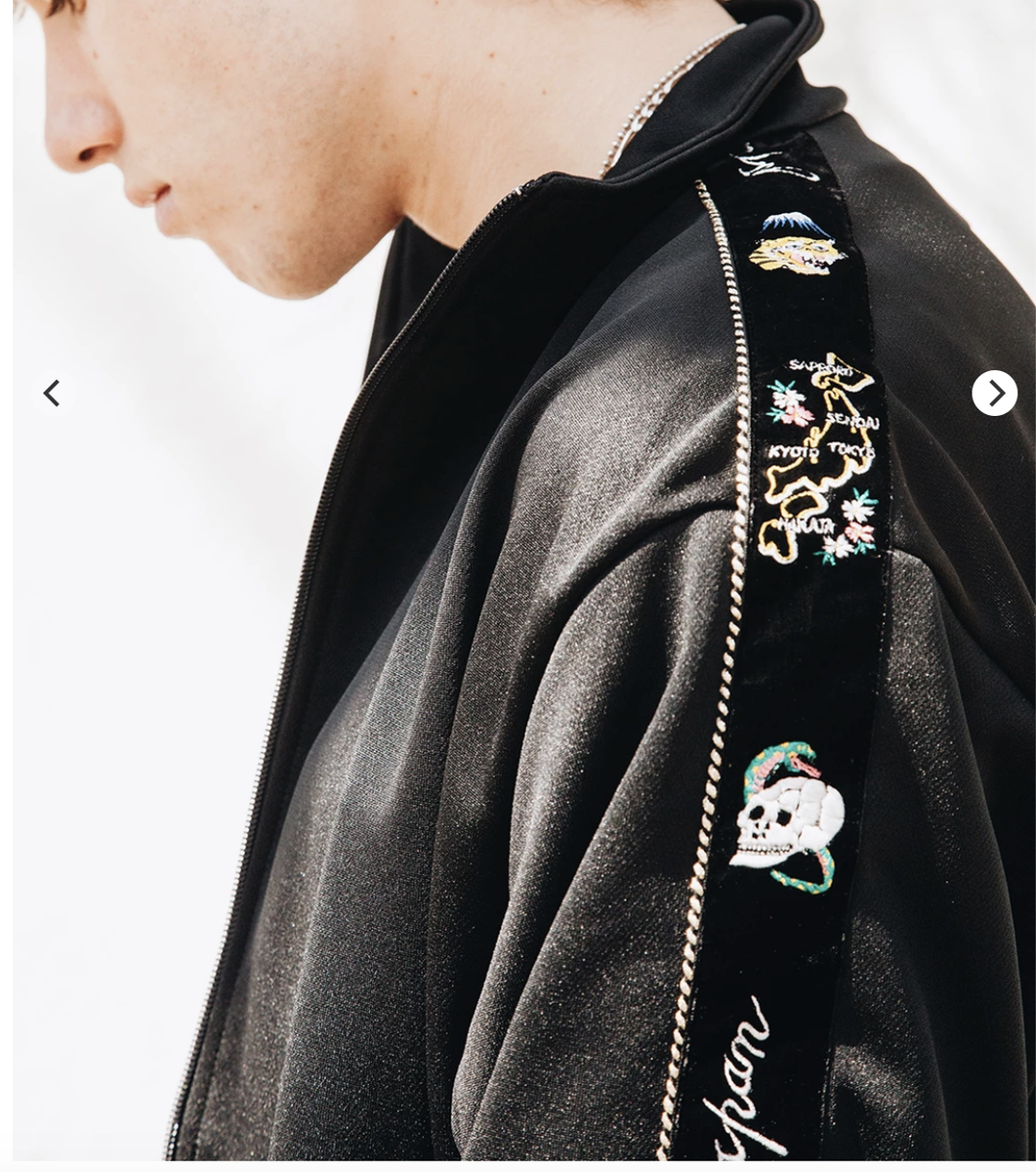 KAPITAL SKA TAPE TRACK JACKET BLACK Velvet Embroidered Size KAPITAL SKA TAPE TRACK JACKET BLACK Velvet Embroidered Size