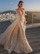 Wedding Dress Embroidered Bridal Gown Trendy A-line Long Sleeve Bride Gown