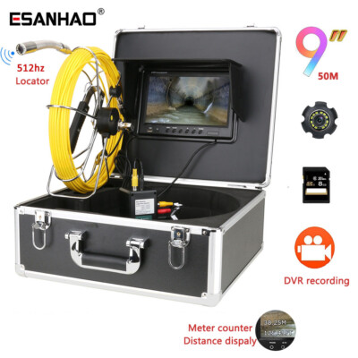 9'' 50m 1000TVL Sewer Camera 512hz DVR Pipe Inspection Video Camera Meter Counter