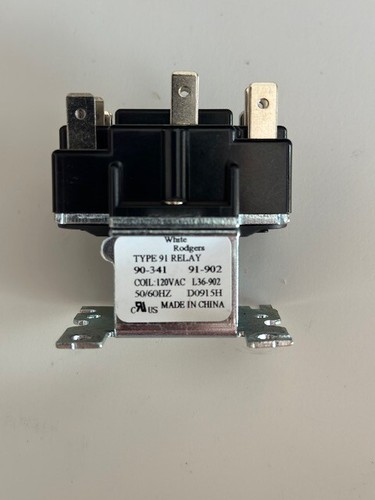 White Rodgers 90-341 RBM Type 91 2-Pole Switching Relay Coil 120VAC - Picture 2 of 2
