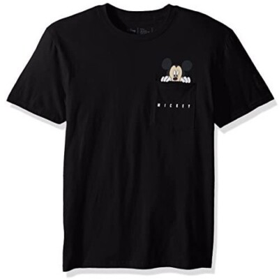 Neff  Men's Peek Pocket Mickey Mouse T-Shirt Casual Tee Black Size Medium New