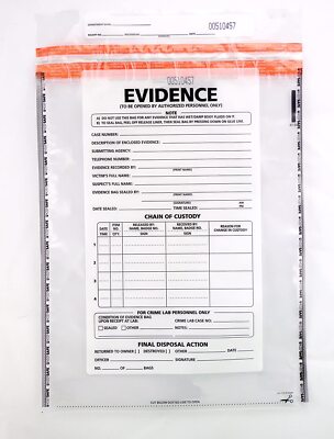 Plastic Evidence Bags, 100 pack Choose Small Medium or Large