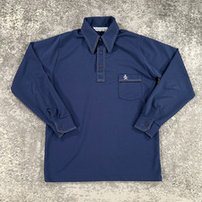 VTG Munsingwear Grand Slam Polo Shirt Mens Medium Blue Long Sleeve 70s USA Made