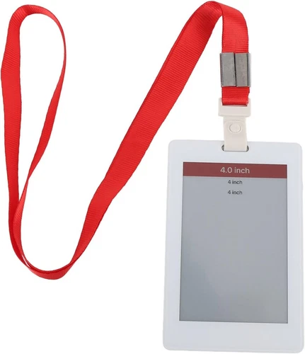EINK Employee ID Badge, 4" Editable E-paper Display Lanyard NFC, Bluetooth