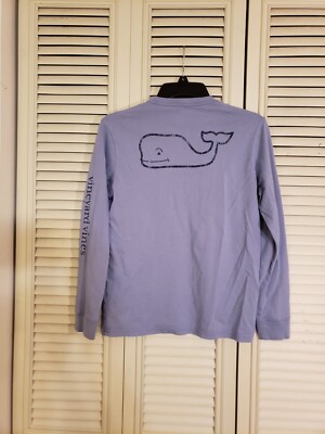 Vineyard Vines Vintage Whale Graphic L/S Pocket T Shirt Youth L(16) Blue Read