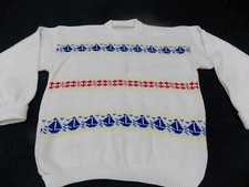 Vintage Men's Nautical Sailboat and Anchor Sweater, No Tag, Large