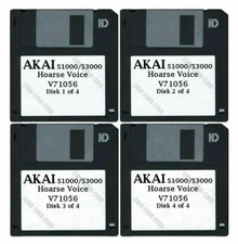 Akai S1000 / S3000 Set of Four Floppy Disks Hoarse Voice V71056