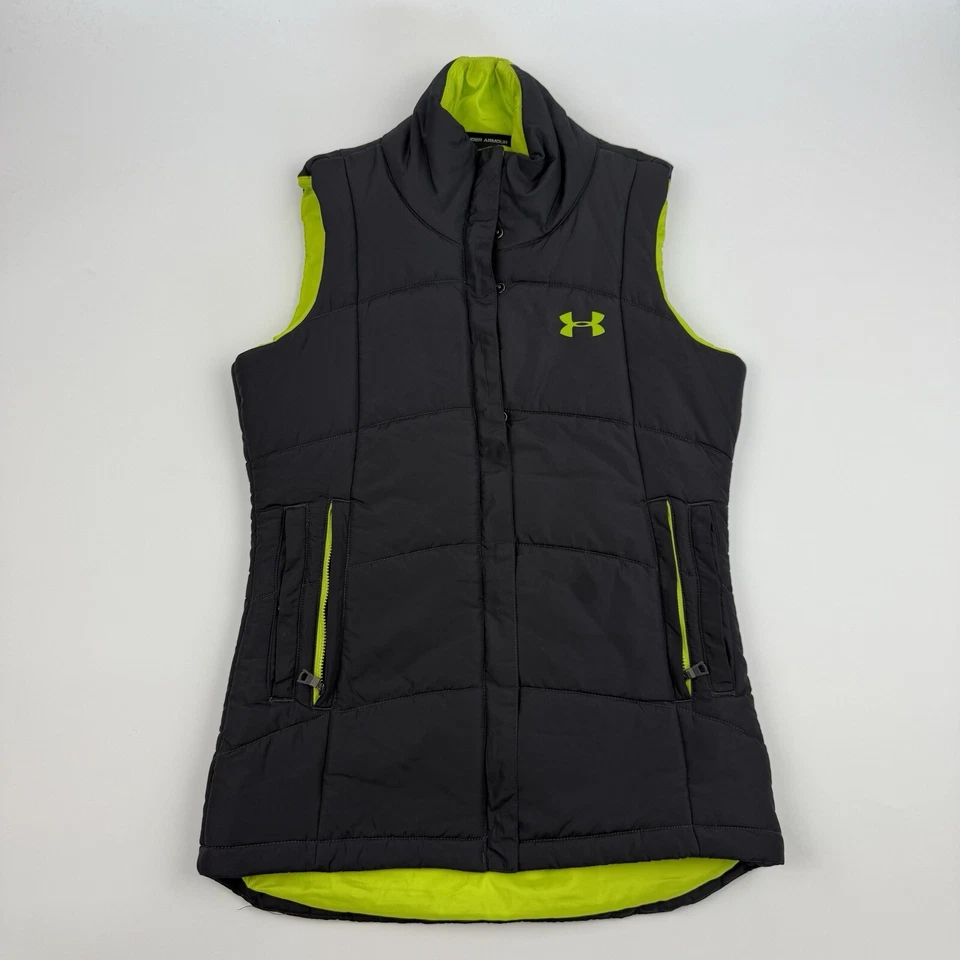 Chaleco acolchado Under Armour semi ajustado cremallera completa/a presión sin mangas gris verde talla S Foto 2 de 4