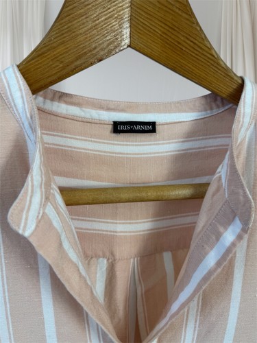 Camicia donna estiva Iris von arnim lino color pesca con righe taglia 40 - Foto 4 di 7