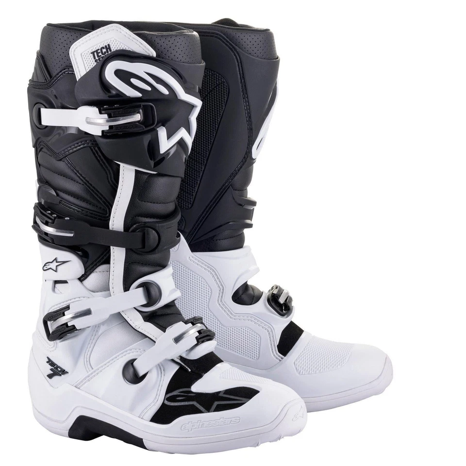 Bottes de motocross Alpinestars Tech 7 blanc noir - Photo 1/1