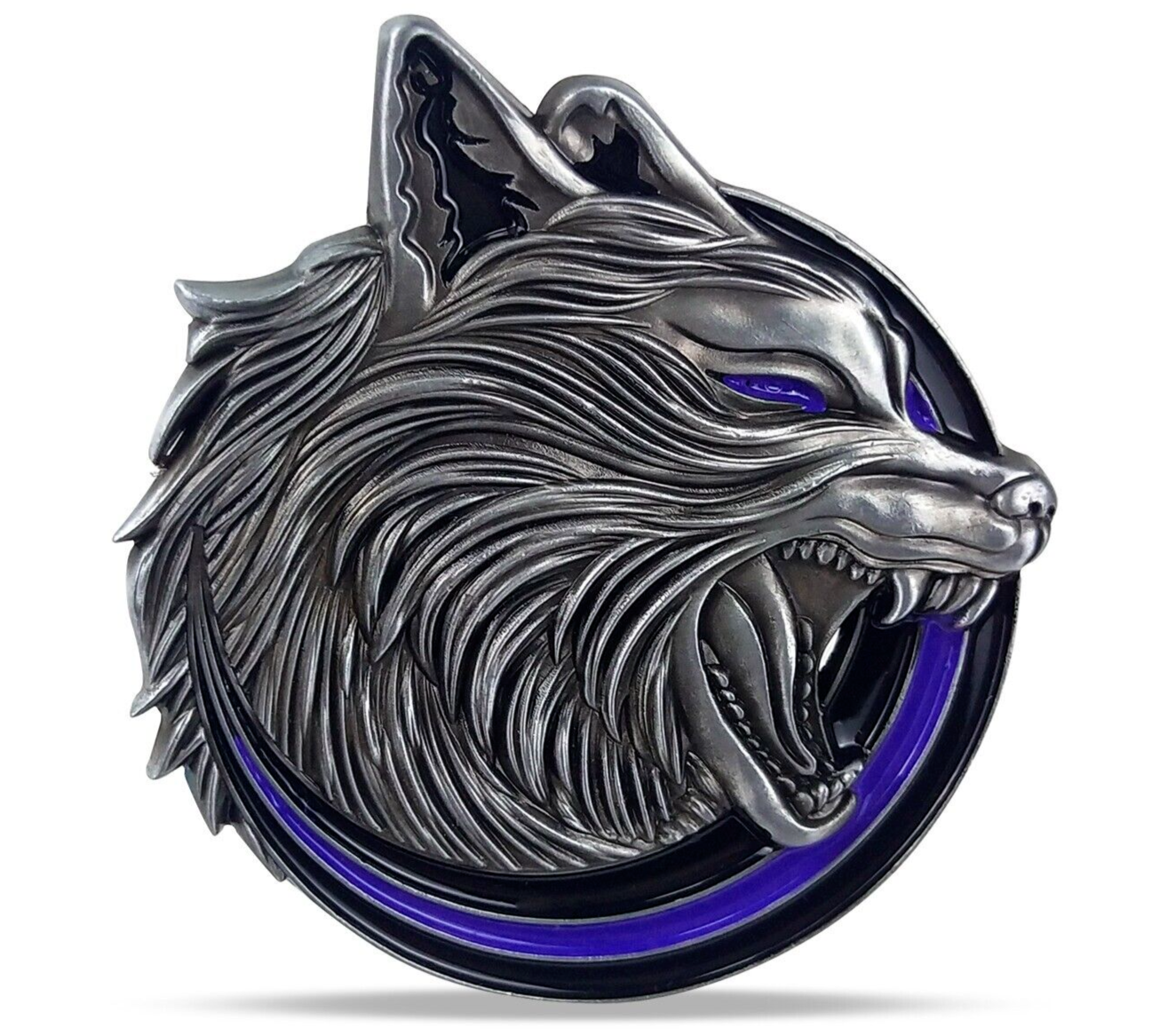 King Wolf Law Enforcement Officer Dog Tag Thin Blue Line Police Challenge Coin