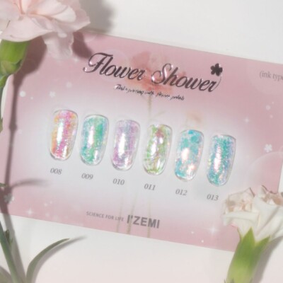 IZEMI Flower Shower Flake Pairing 6 Color Gel Nail Polish K-Beauty