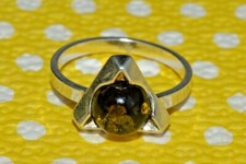 Rare Antique Natural Genuine baltic amber BUTTERSCOTCH EGG YOLK ring 925 size 8