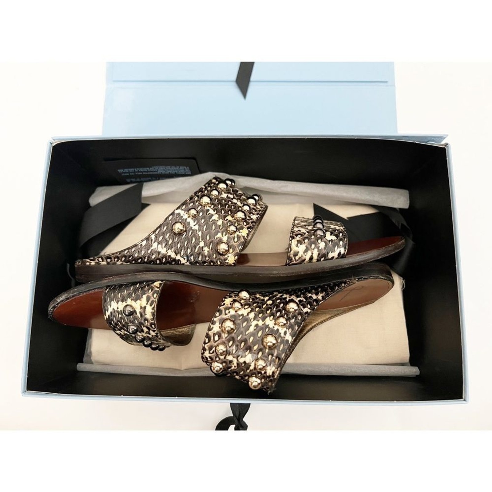 LANVIN Python Leather Double Strap Studded Flat S… - image 13