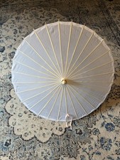 Decorative White Wedding Parasol Sun Umbrella Silk Bamboo 32" Open