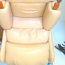 Beige Leather Recliner Armchair Chair Solid Plain Indoor Living Room 81-100cm
