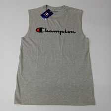 Men's Champion Classic Graphic Muscle Tee Size M Medium Gray Jersey Tank Top