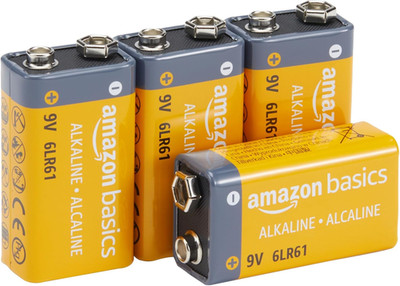 4er Pack 9V Alkaline Batterien, 9V/6LR61, 5 Jahre haltbar - für Rauch/Co Detecto