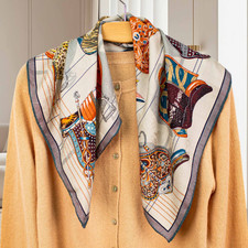 70 Cashmere 30 Silk Neckerchief 26'' Shawl Bandana Scarf saddle Print Wrap new