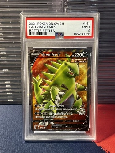 Pokémon Tyranitar V (Full Art) 154/163 Swsh05: Battle Styles Holo PSA 9