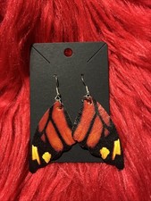 Women  s Colorful Butterfly Wing Shaped Light Weight Earrings Large, Dangely