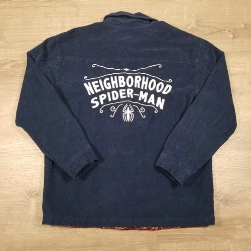 Marvel Spiderman Embroidered BoxLunch Corduroy Web Lined Chore Jacket Mens Large image 7