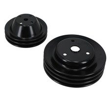 23 Groove Crank Pulley Set For Chevy 262-400 283-350 V8 Sbc Lwp 2pcs Black