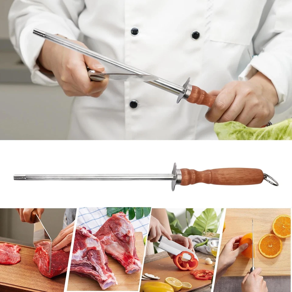 Afilador de cuchillos de 12 pulgadas de acero cerámica/carbono/diamante afilador de varillas Foto 4 de 4