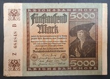 1922 Germany 5000 Mark P81a, Z684848B.
