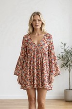 Ralph Lauren Denim & Supply Floral Babydoll Dress Sz XS Bell Sleeve Boho Chic
