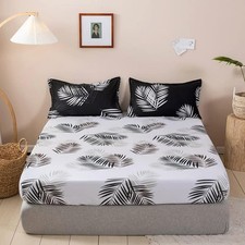 Leaves Bed Sheet Set King Decorative Luxury Leaf Print Bedding Set Botanical ...