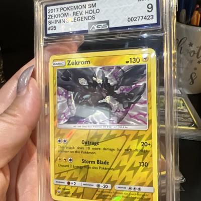 POKEMON 2017 Sun Moon Shining Legends ZEKROM Reverse Holo #35 AGS