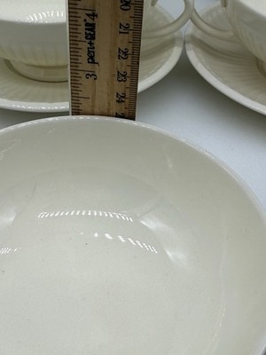Set Of 6 Wedgwood Queen's Ware Edme Cream Double Handled Soup Cups