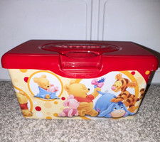 Vintage Huggies Winnie the Pooh Baby Wipes Dispenser Red Plastic Container