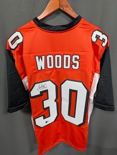 Maglia calcio firmata Ickey Woods Bengals AUTO BAS Beckett ologramma taglia XL
