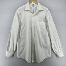 BROOKS BROTHERS Shirt Mens 16 1/2 36 Dress Slim Fit Non Iron Cotton Off White