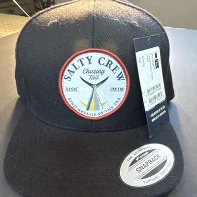Salty Crew Chasing Tail Snapback Hat Adult Adjustable Black Marine Sea Life