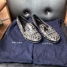Rare Men's Studded Prada Black  Loafers Size 8