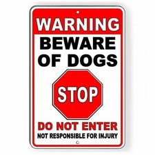 Warning Beware Of Dogs Do Not Enter Sign / Decal Pitbull Bite Security Sbd030