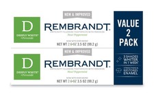 Rembrandt Deeply White Peroxide 3.5 Ounce Pack of 2 , Peppermint Flavor