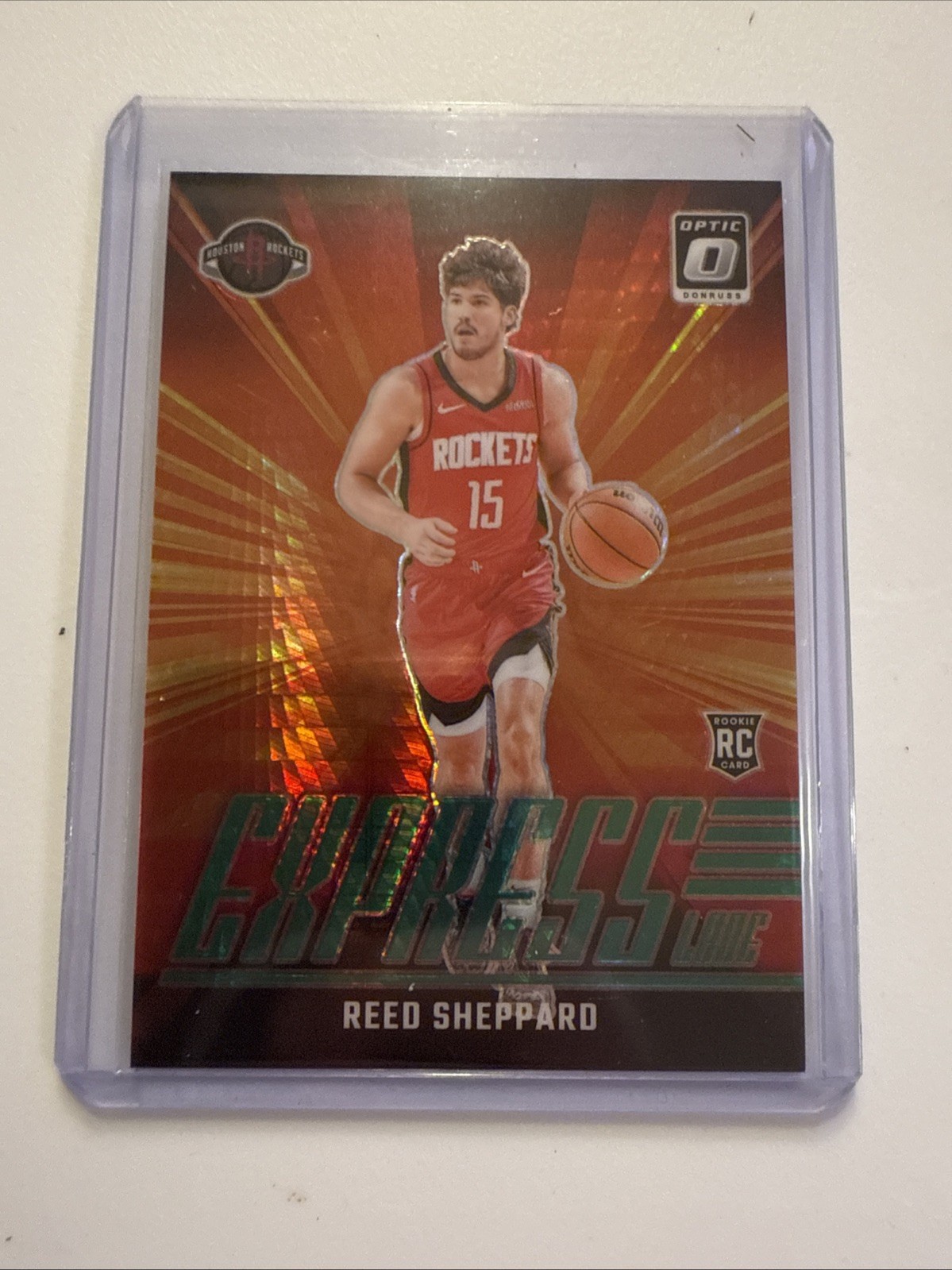 2024-25 Donruss Optic Reed Sheppard Express Lane RC Hyper Green #143/249 Rockets