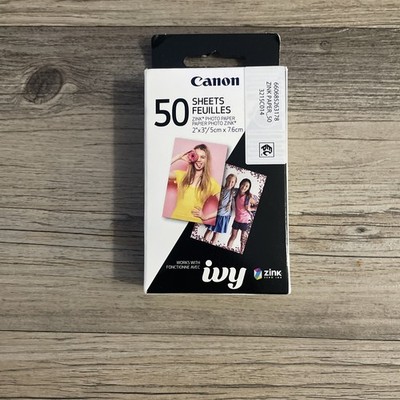 Canon Ivy Zink 2 x 3'' Photo Paper Sticker Peel & Stick Back 50 Sheets