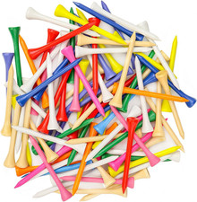 Golf Tees Multiple Colors Mixed Size Package, 100Pcs Professional Bamboo/Wood Go