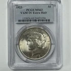 1923 Peace Silver Dollar PCGS MS63 VAM 1V Extra Hair 1 Dollar Coin