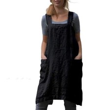YESDOO Linen Apron Cross Back Apron for Women with Pockets Pinafore Dress for...