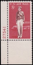 US C68 Airmail Amelia Earhart 8c plate single LL 27541 MNH 1963