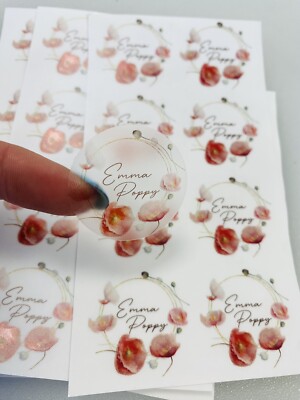Mohnblütenblatt Blumenblume Aufkleber | Hochzeit I personalisierter Text Datum Name